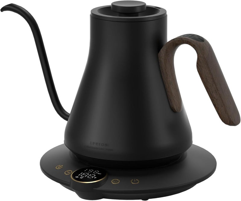 intasting Gooseneck Electric Kettle with ±1℉ Temperature Control for Pour Over Coffee & Tea, Quick Heating, BPA-Free Stainless Steel, Built-in Brew Timer, 1500W/0.9L (Onyx Black) - Image 1
